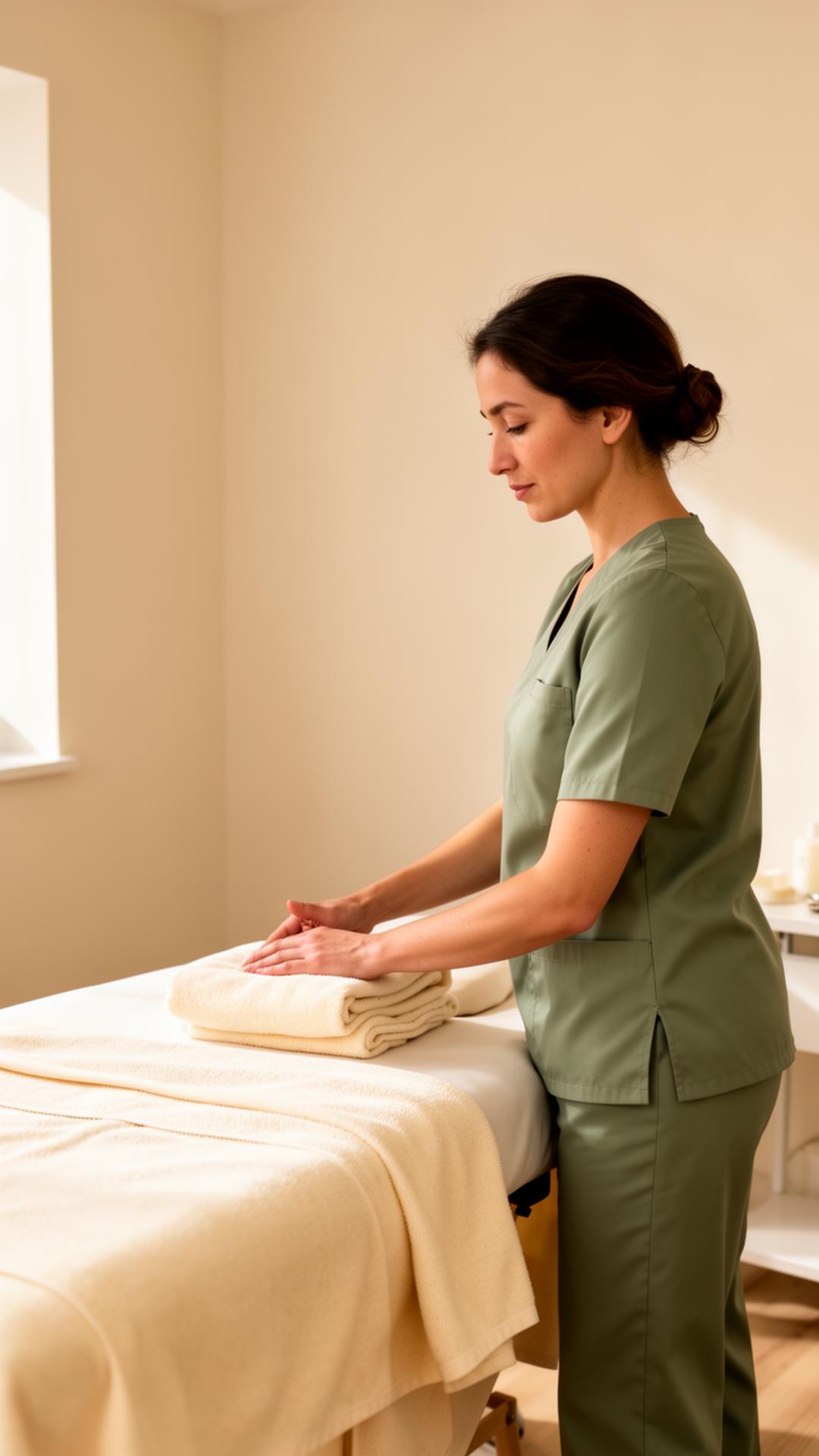 Therapist preparing the treatment room